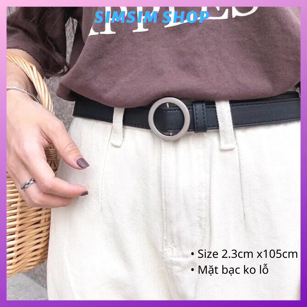 Dây nịt Nữ Mặt TRÒN bản dây 2.3cm - Thắt lưng nữ da đẹp Tròn