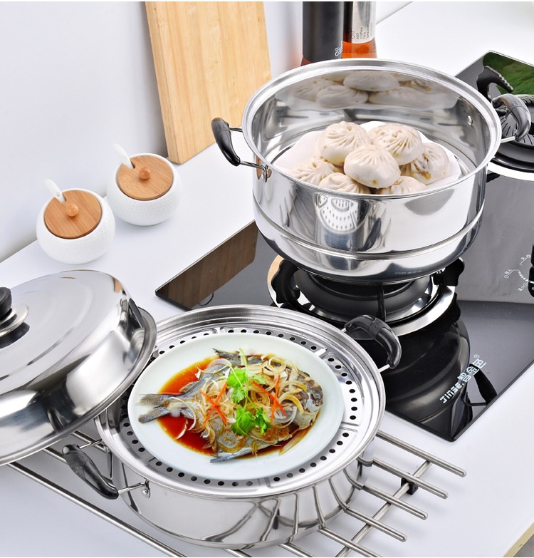 [HÀNG SỈ] NỒI HẤP INOX 2 TẦNG XỬNG HẤP CÁCH THỦY ĐA NĂNG NỒI HẤP 2 TẦNG 28CM