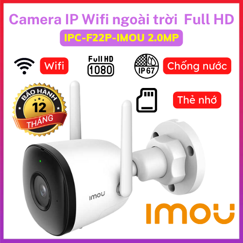 Camera ip wifi ngoài trời ipc-f22p-imou 2.0mp full hd - bảo hành 12 tháng