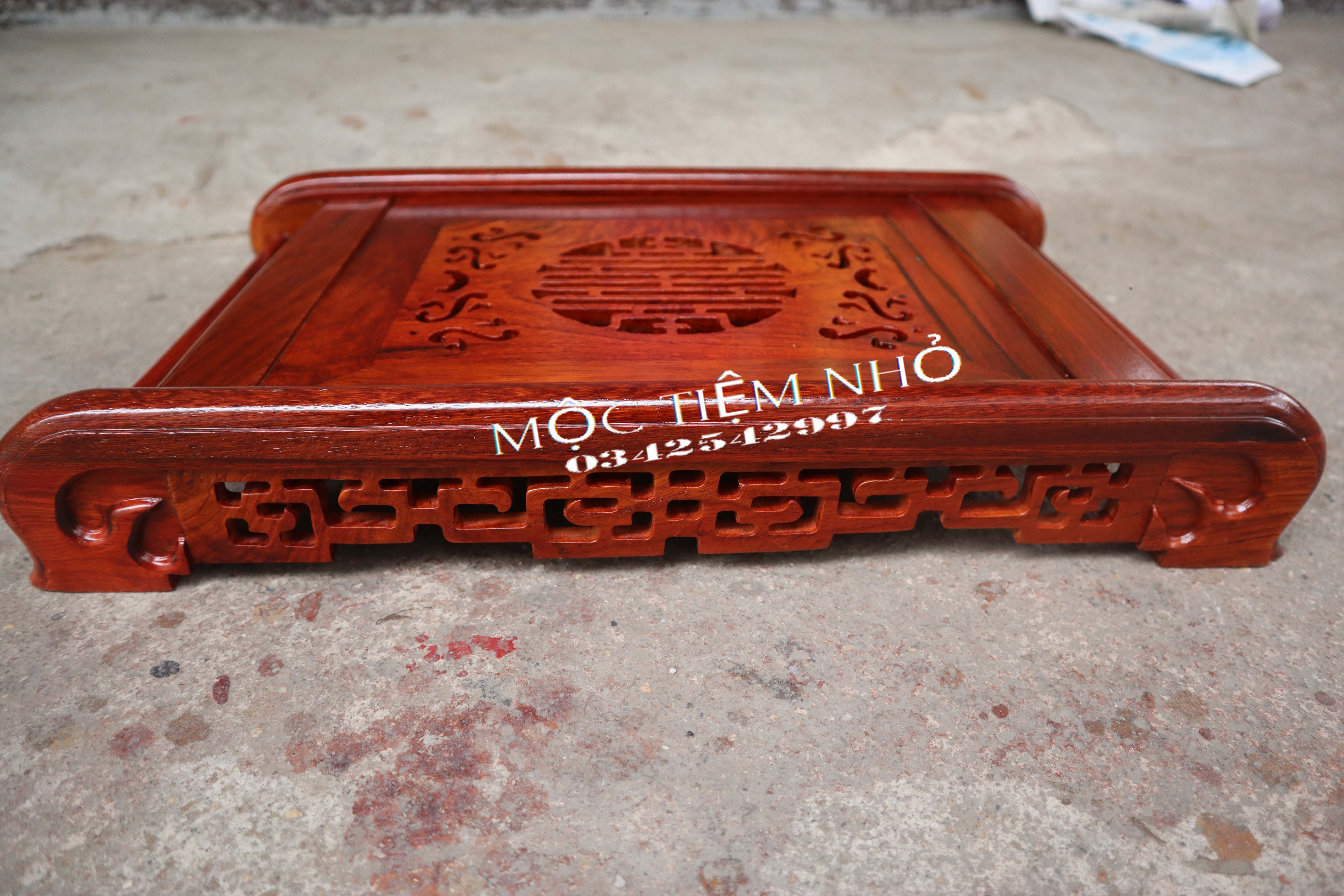 (Phim)Khay trà chân cuốn gỗ hương Khay trà cuốn thư Khay trà gỗ hương