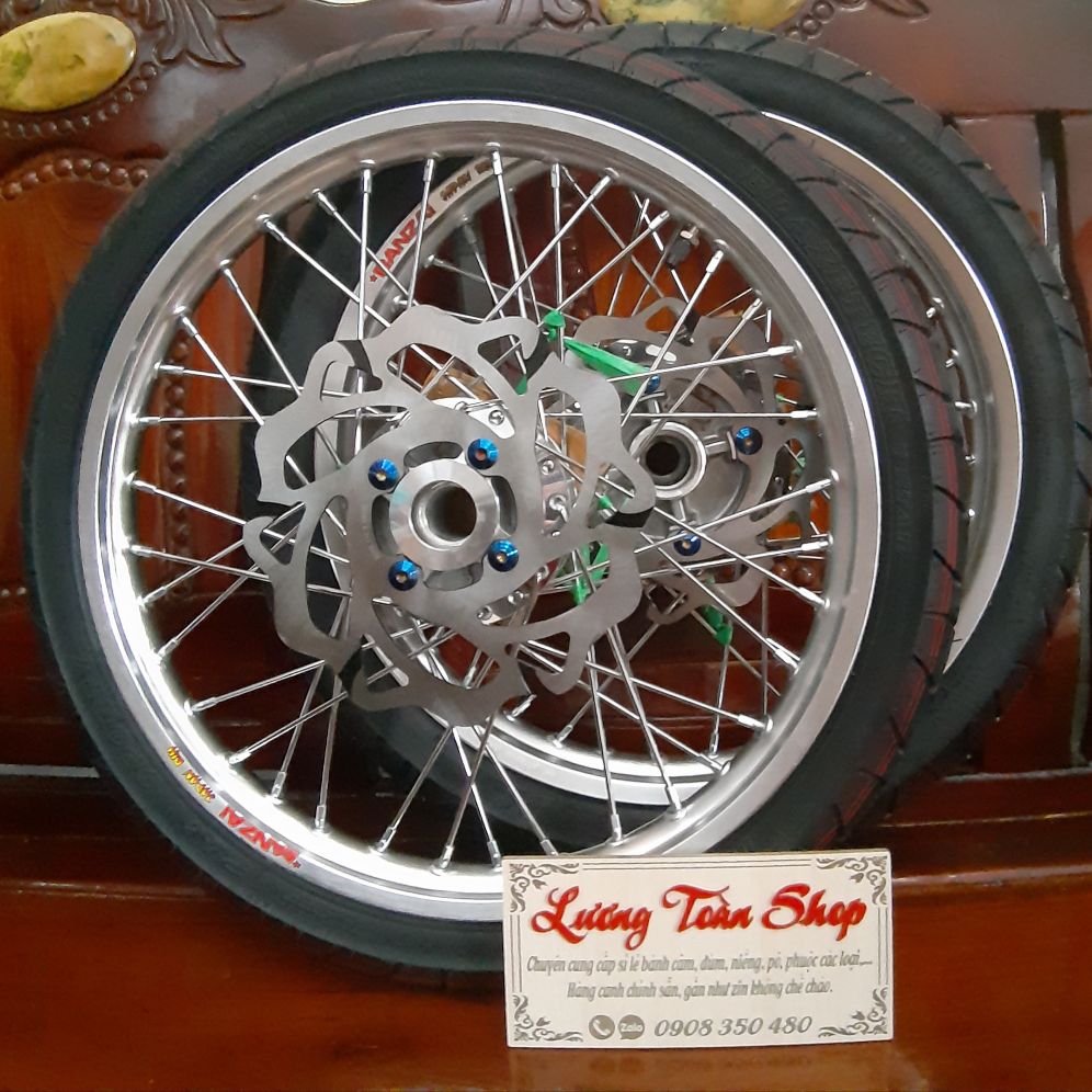 bánh căm EXCITER 135  niềng nhôm BANZAI  full vỏ ruột BLAZETECH 70/80 kèm đĩa và ốc titan