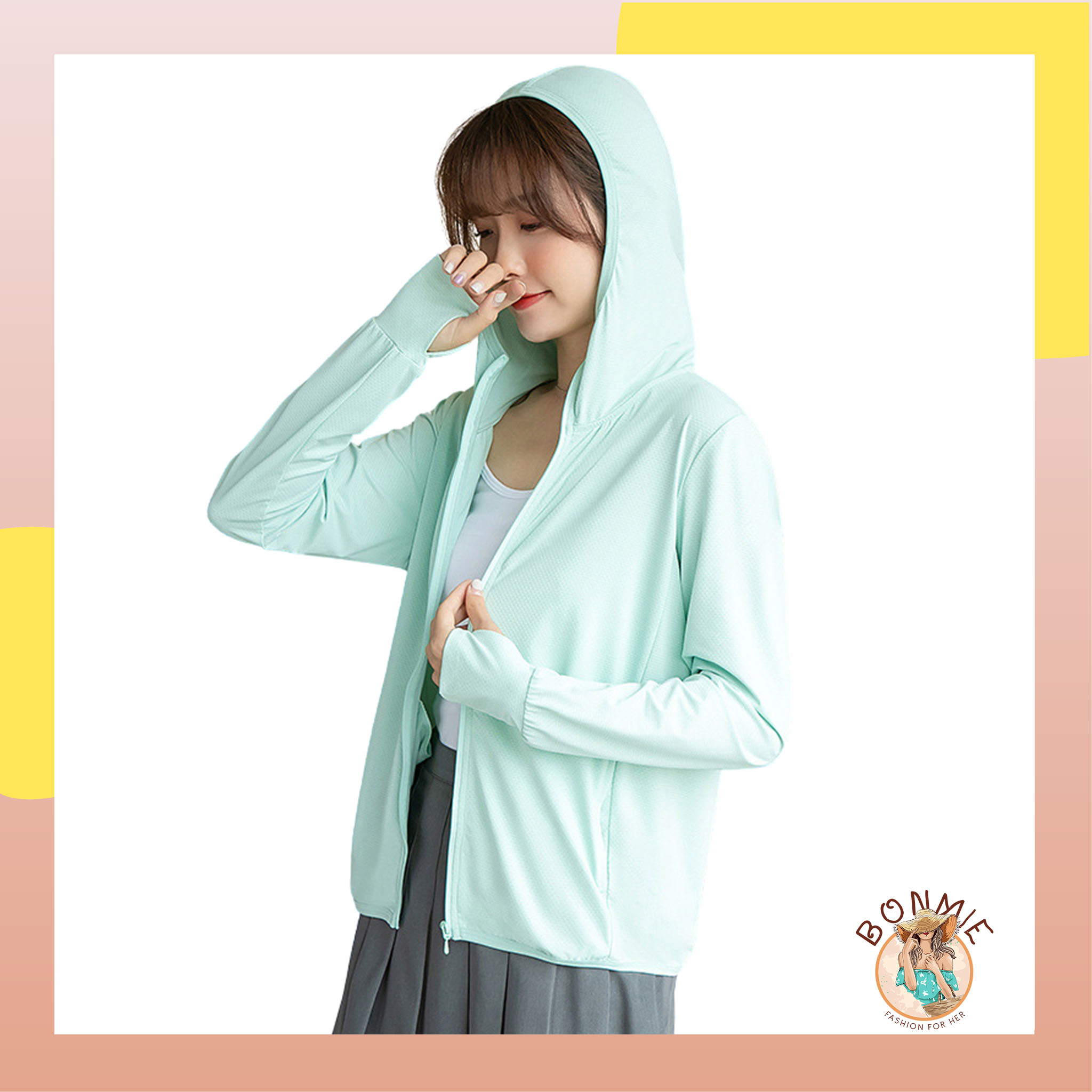 Áo khoác nắng nữ xuất nhật chống nắng uv; áo chống nắng nữ thông hơi; a04 - bonmie