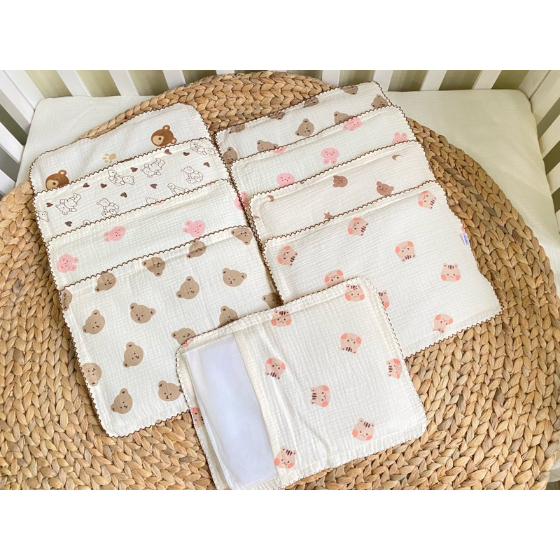 Gối xô cho bé sơ sinh đến 2 tuổi - gối nằm cho bé sơ sinh vải xô mềm mại, thấm hút mồ hôi kích thước 24x38x1cm