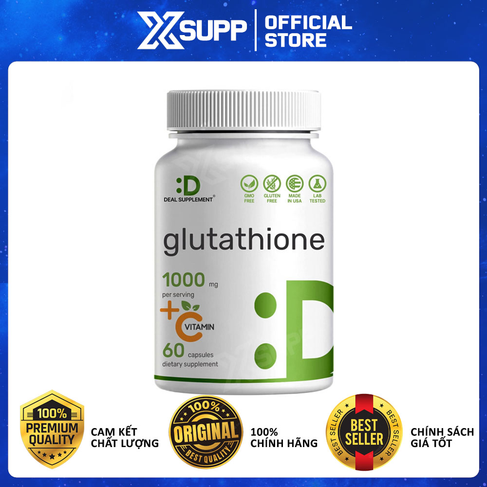 Deal Supplement Glutathione 1000mg +Vitamin C: Tăng cường miễn dịch,hỗ trợ trắng da (60 Viên