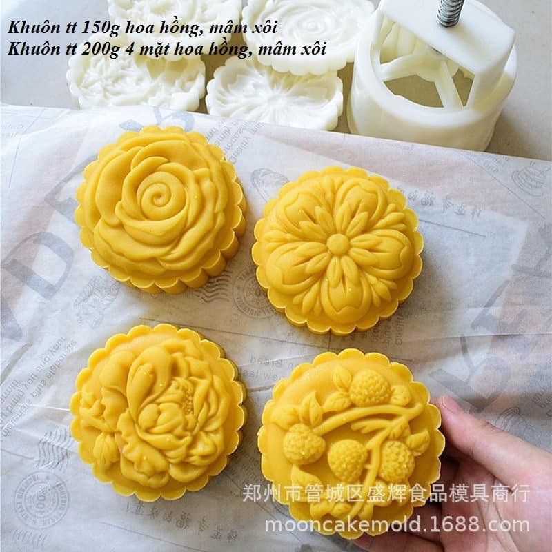 Khuôn trung thu 4 mặt hoa hồng và mâm xôi F11 2021