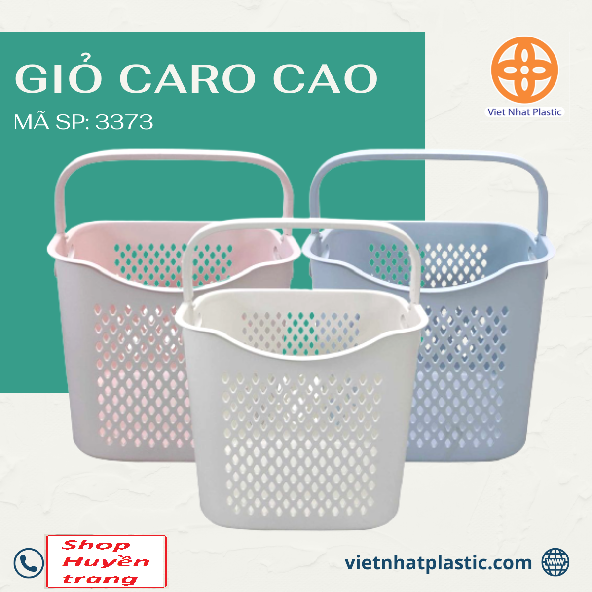 Giỏ caro cao, giỏ đựng đồ đa năng ,không co quai xách( MS 3372), có quai xách  (MS;3373 )nhựa Việt Nhật, Giỏ đựng quần áo thiết kế hiện đại (MS:3373)