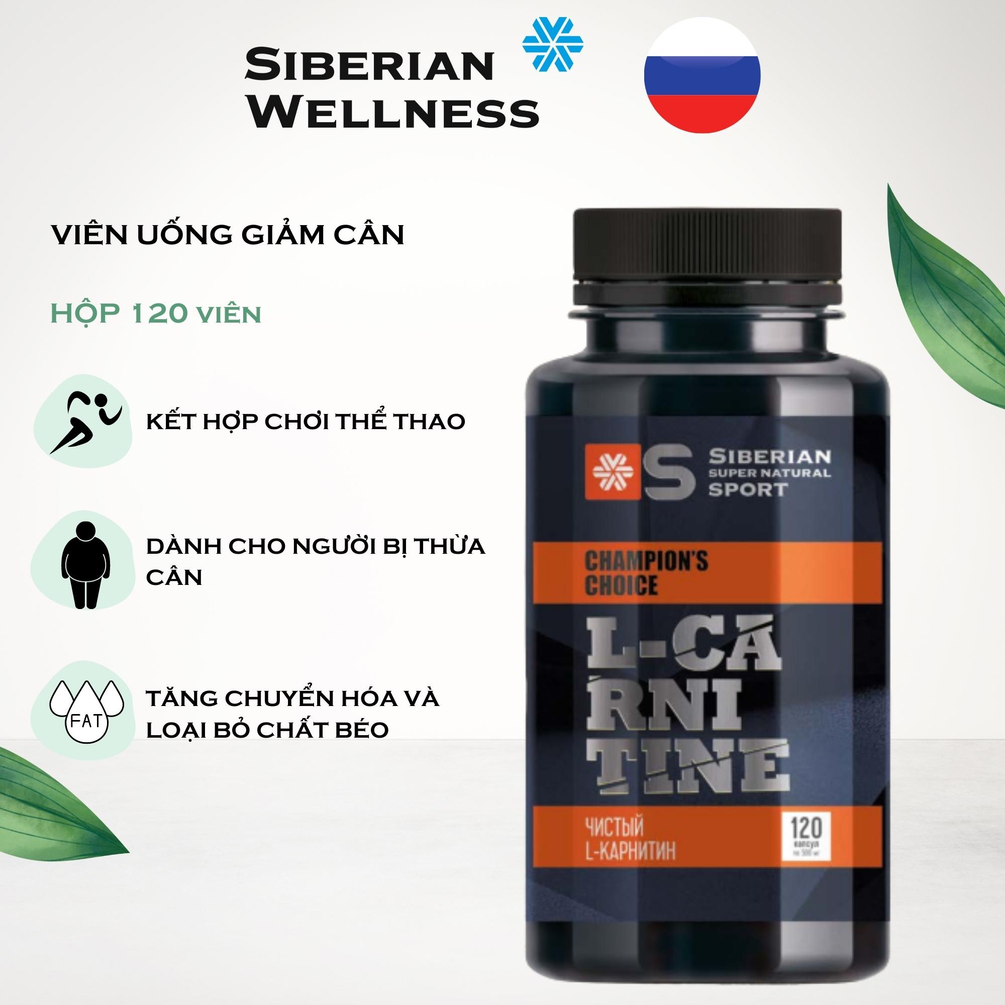 Viên uống hỗ trợ giảm cân L-Carnitine Siberian Wellness giúp đốt mỡ khi tập thể thao - hàng nhập khẩu Nga