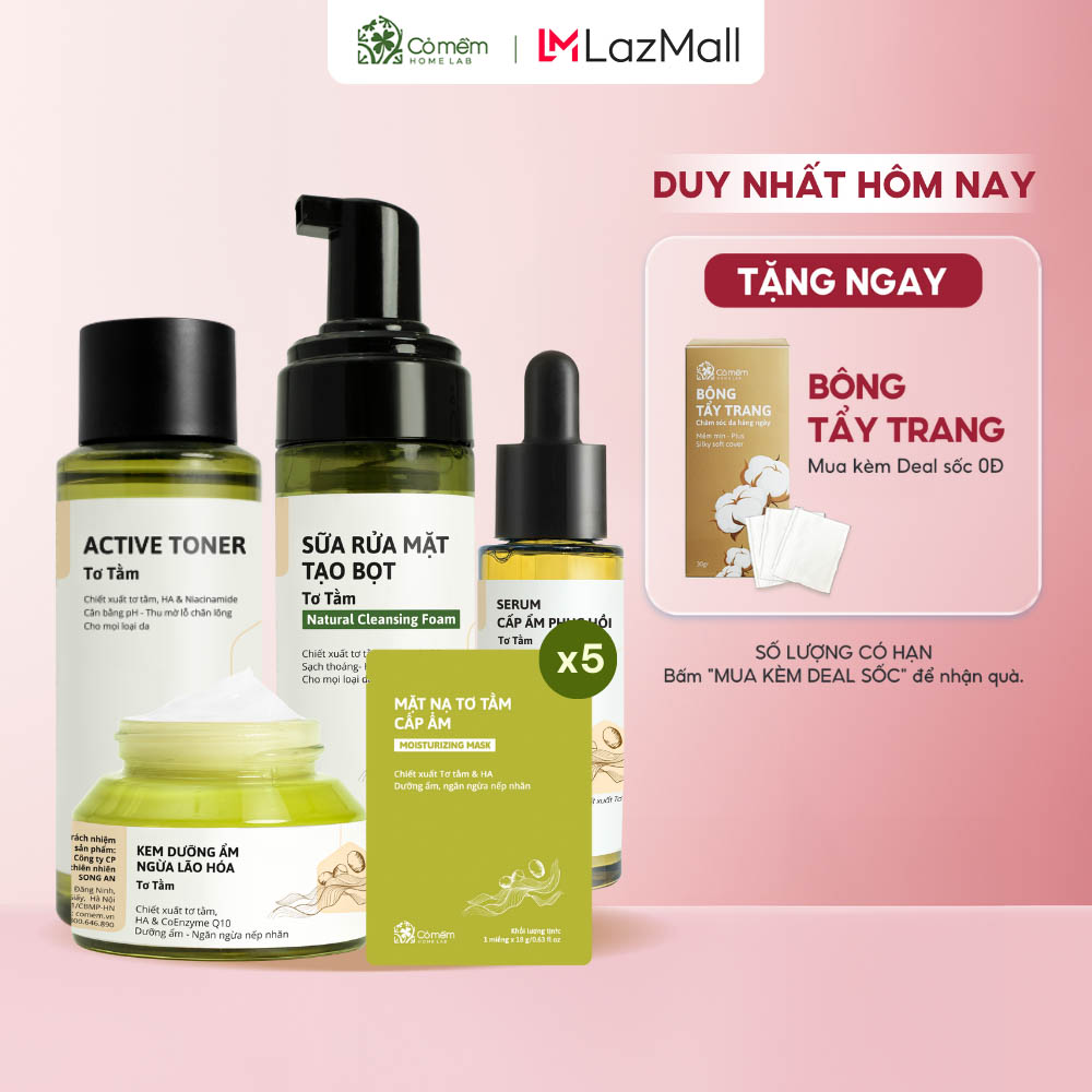 Bộ chăm sóc da chuyên sâu ngăn ngừa lão hoá căng mịn từ tơ tằm cỏ mềm