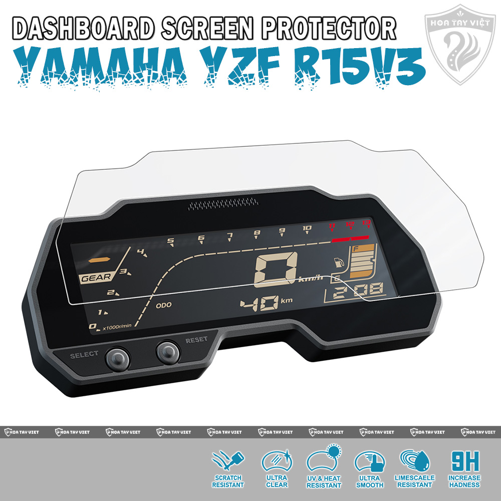 Miếng dán bảo vệ mặt đồng hồ Yamaha R15 v3 chống trầy xước màn hình R15v3