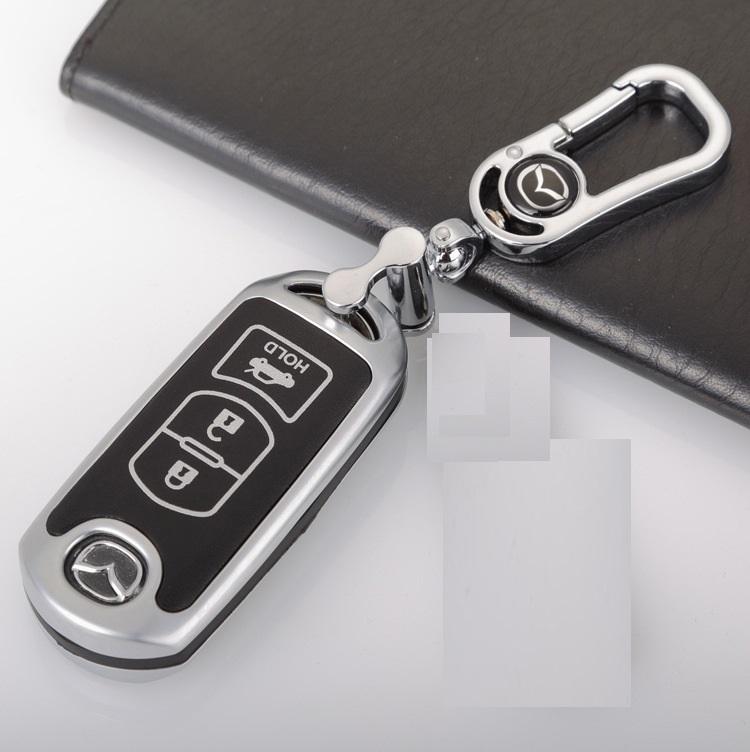 Combo Móc và bao chìa khóa 3 nút bấm dùng cho ô tô Mazda 2 Mazda 3 Mazda 6 CX5 CX9 - Màu Bạc