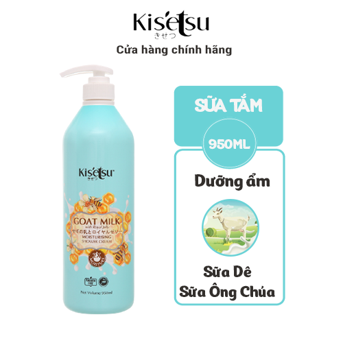 Sữa tắm dưỡng ẩm trắng da kisetsu chống lão hóa thơm tự nhiên- hương sữa dê, sữa ong chúa - 950ml