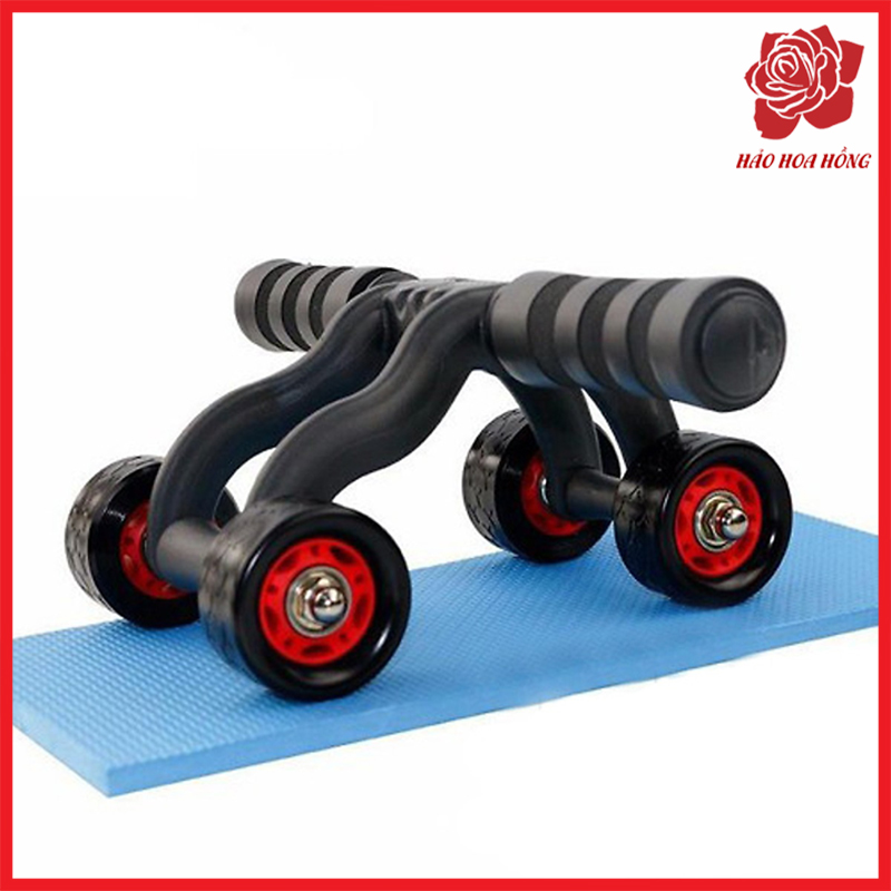Con lăn tập bụng [ TẶNG THẢM XỐP ] Dụng cụ tập cơ bụng 4 bánh. Bánh xe gập bụng cao cấp, hiện đại.