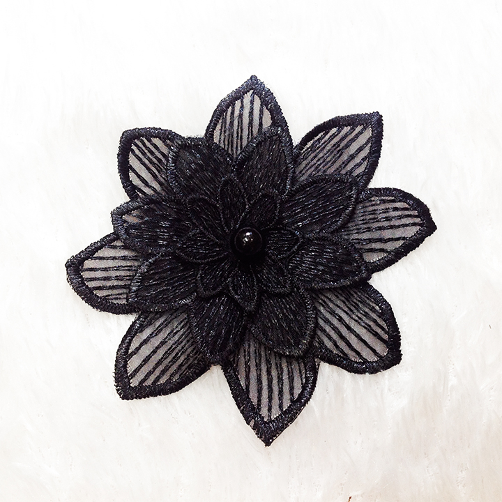 Hoa voan thêu 3d đính áo size 10cm