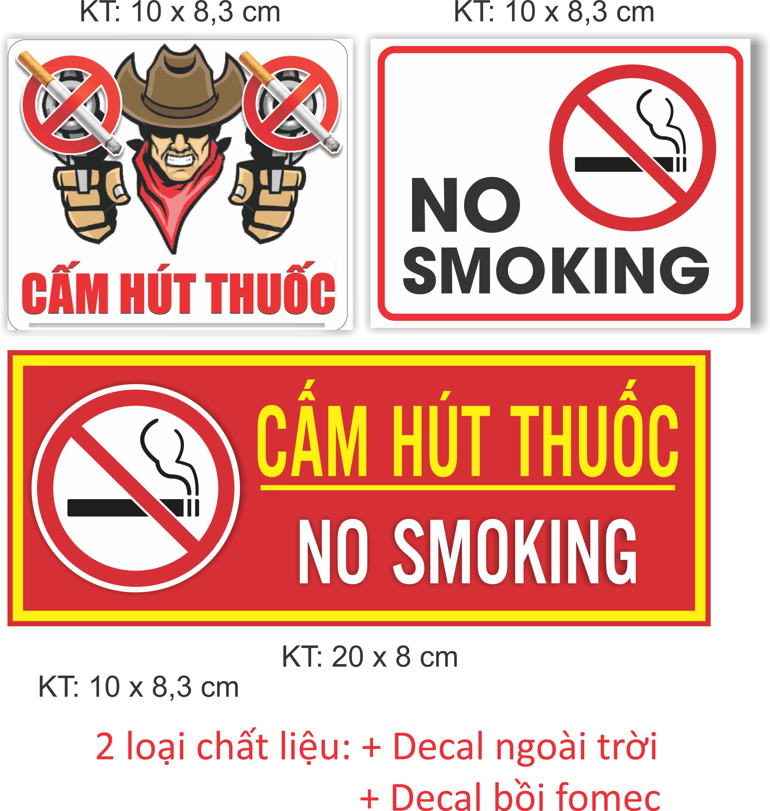 (Nhiều mẫu độc lạ) sticker cảnh báo "Cấm hút thuốc" No Smoking