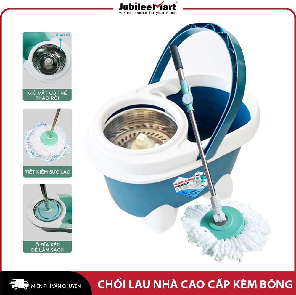 [SIÊU SALE]  [TẶNG KÈM BỘ BÔNG LAU] Cây lau nhà Kèm THÙNG LỚN - Thùng lau nhà thông minh -Bộ lau nhà xoay 360 lồng Inox cao cấp Công nghệ thông minh vắt khô, lau sạch Thùng lau nhà thông minh tự vắt - BẢO HÀNH 1 ĐỔI 1