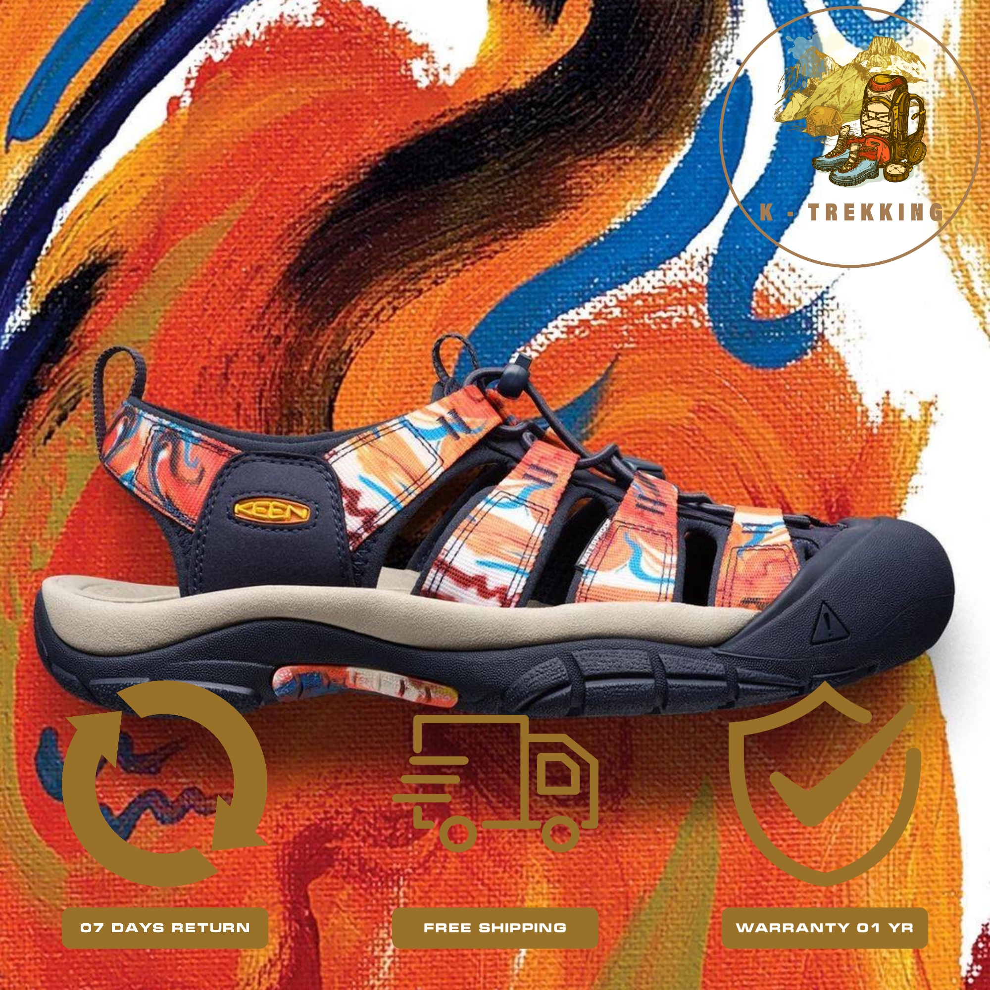 Giày trekking rọ sandal creek Keen Newport H2 Retro Groovy Orange Navy