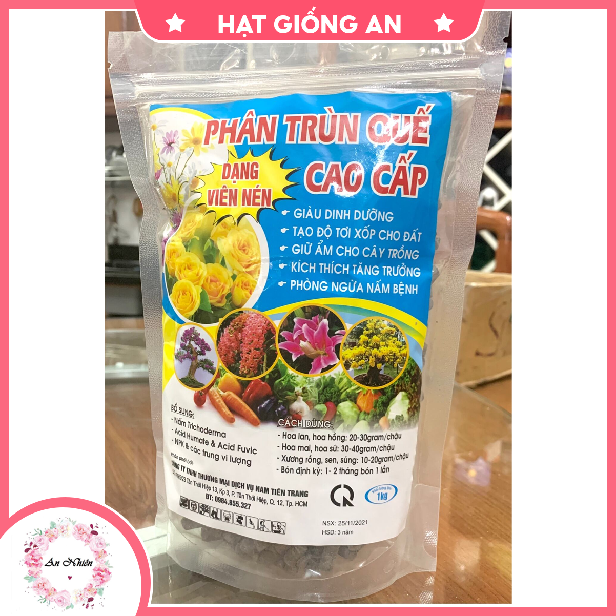 Phân trùn quế cao cấp dạng viên nén tiện lợi - hạt giống an1