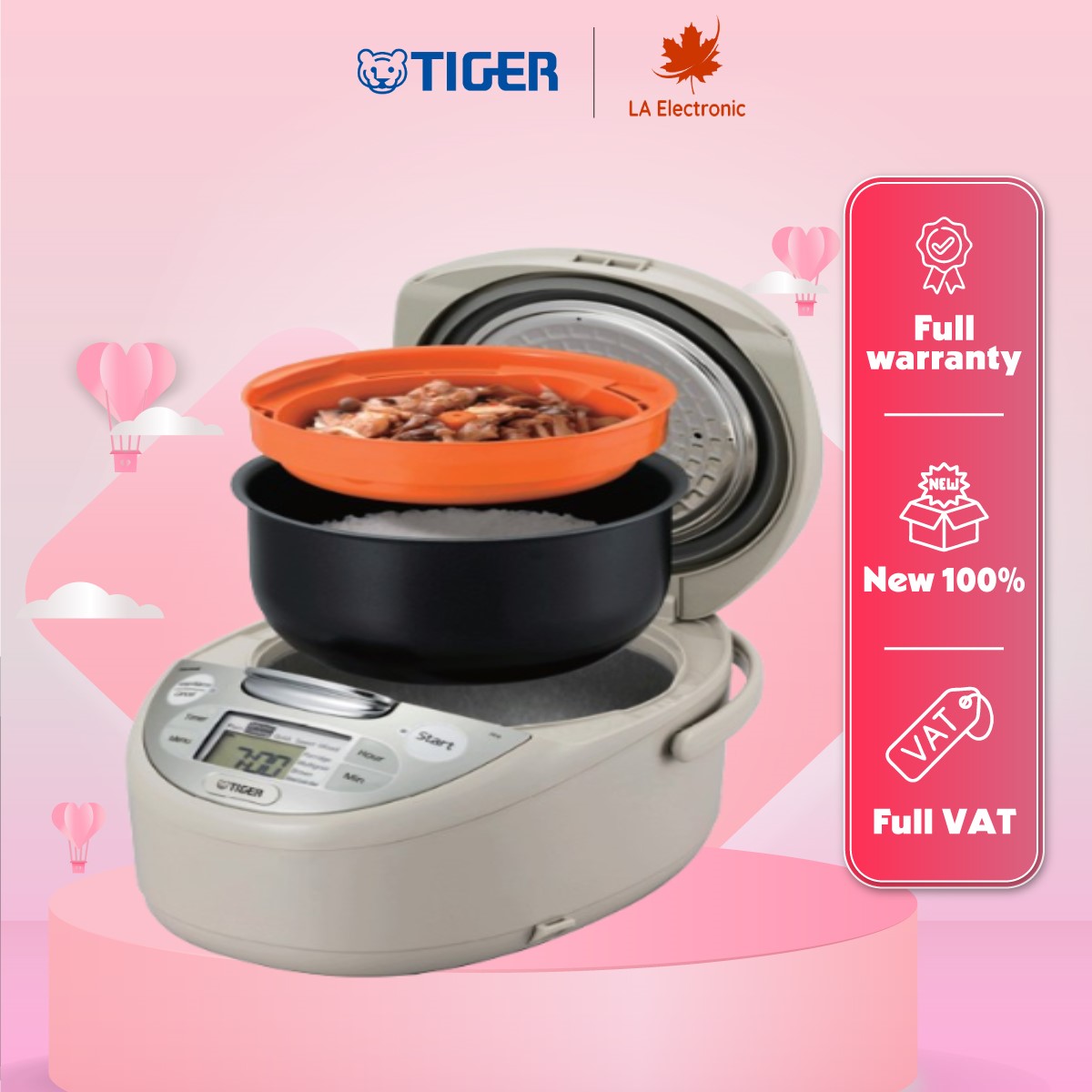 - nồi cơm điện tử tiger jax-s10w , jax-s18w với 9 chức năng nấu : 6 chức năng nấu cơm , hầm, hấp, nấu đồng thời và giữ ấm