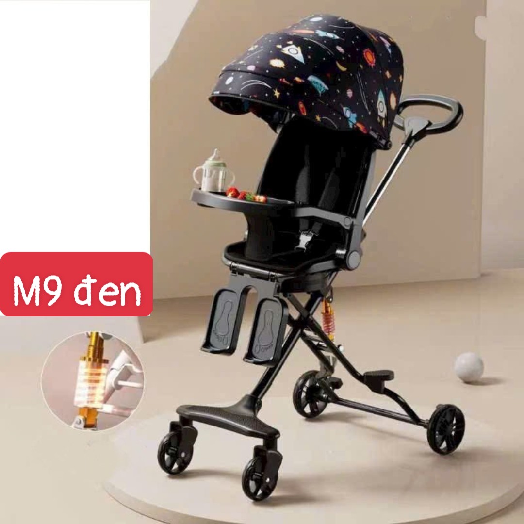 Xe Đẩy 2 Chiều Gấp Gọn  M9 3 Chế Độ, Tặng Kèm Đệm Và Mái Che Cho Bé