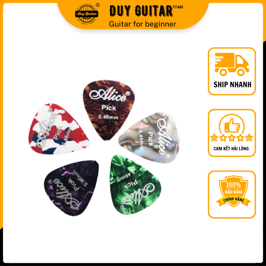 Bộ 5 cái Pick Alice 0.46mm phím đàn guitar mẫu giọt nước - Màu sắc ngẫu nhiên - Duy Guitar Store phụ kiện guitar giá tốt