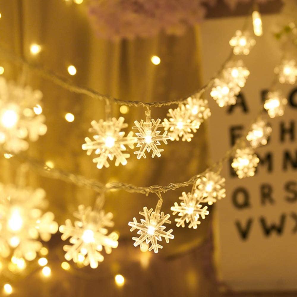 Dây Đèn Led Trang Trí Hình Bông Tuyết Decor Cây Thông Noel Christmas Snowflake String Lights