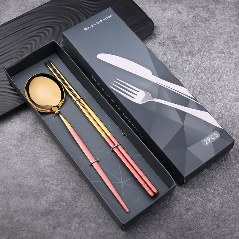 Bộ muỗng đũa cá nhân inox mạ vàng loại sáng bóng - Jassi Decor