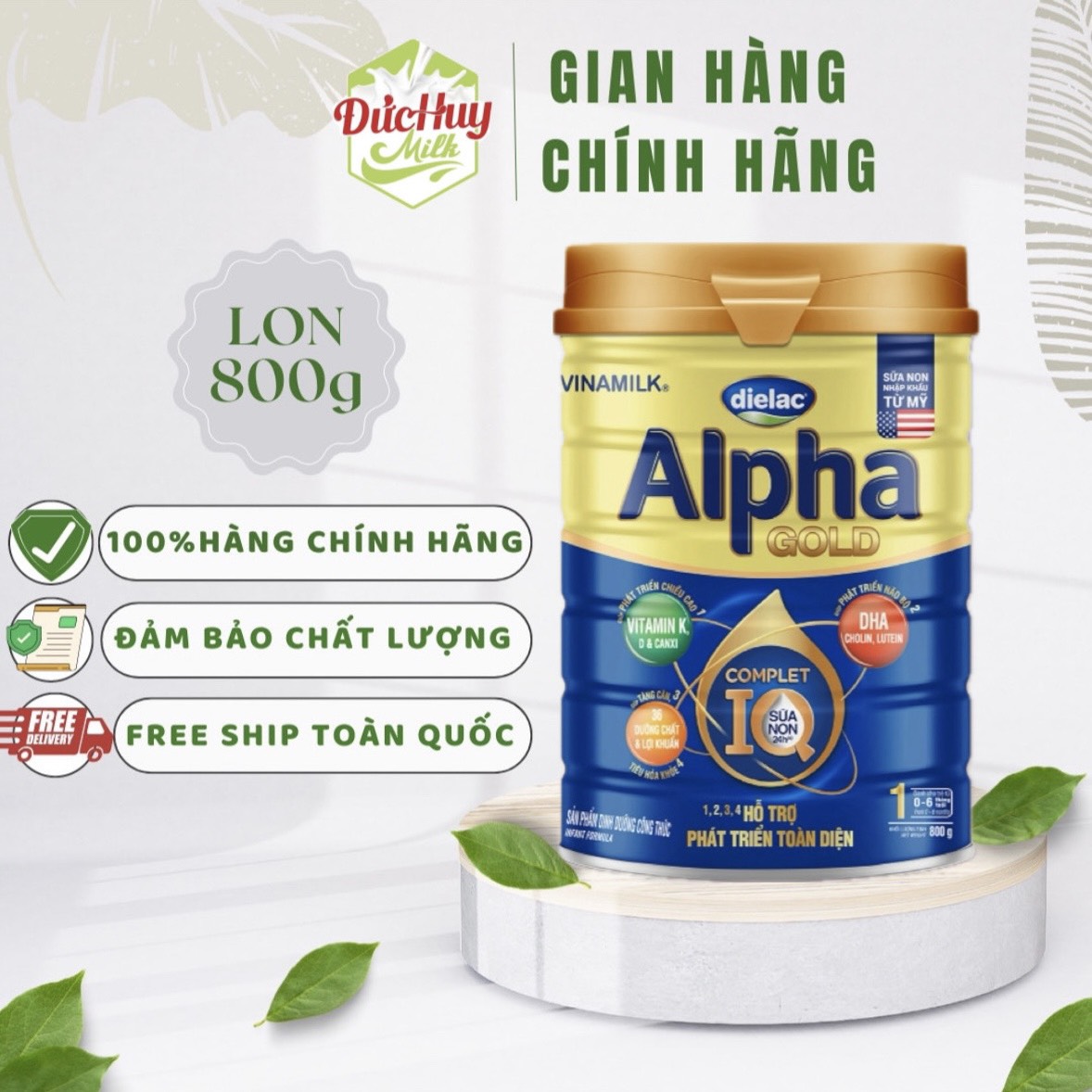 Sữa bột vinamilk dielac alpha iq gold 1 sữa non 800g mới