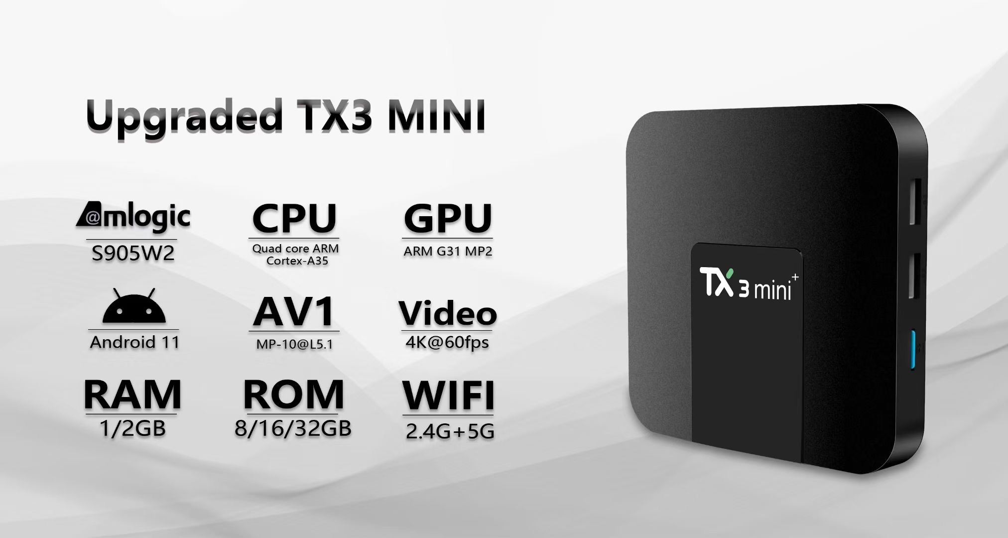Android TV Box TX3 mini 2022 - AndroidTV 11, Amlogic S905W2, Ram 2GB, Bộ nhớ trong 16GB