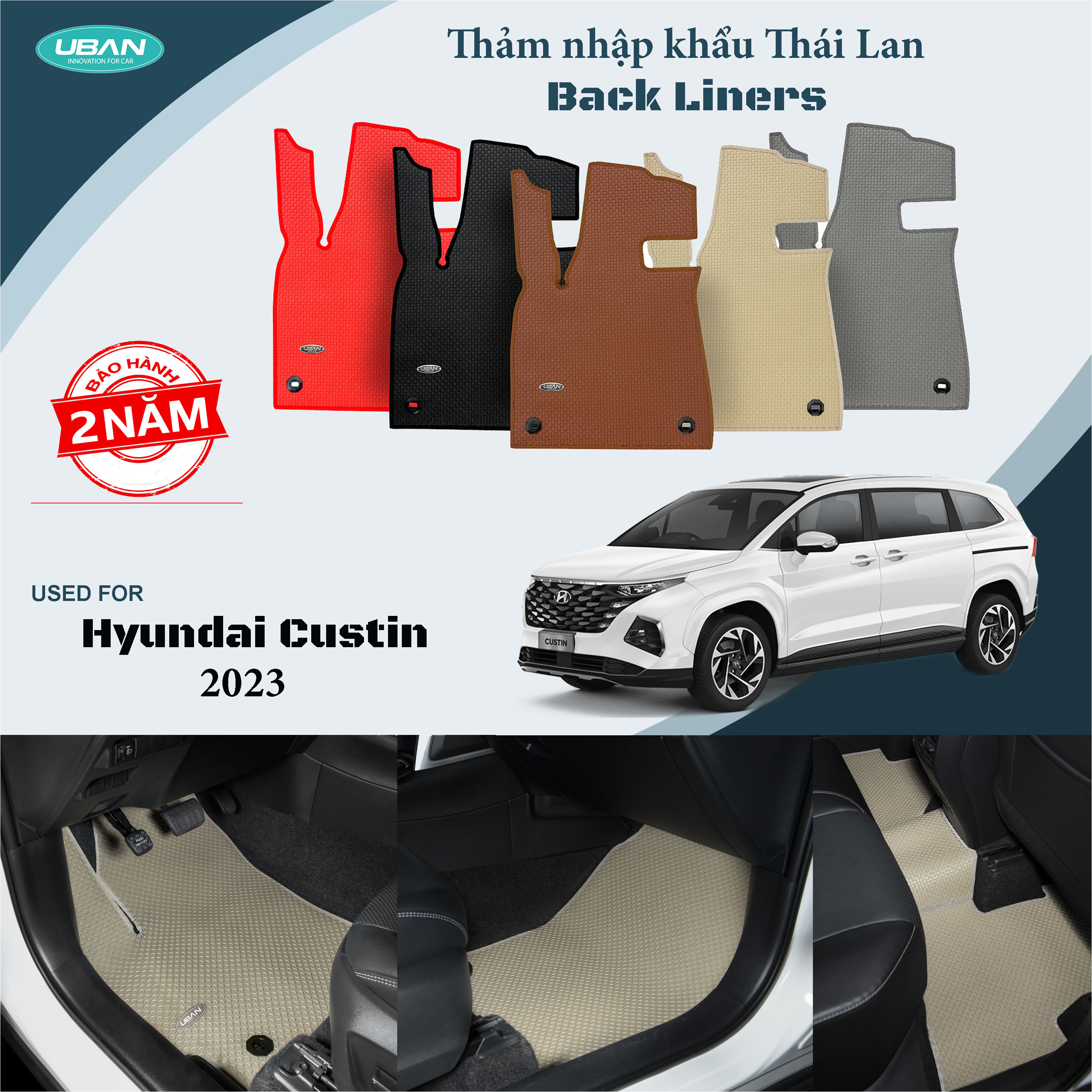 Thảm lót sàn ô tô UBAN cho xe Hyundai Custin - Nhập khẩu Thái Lan