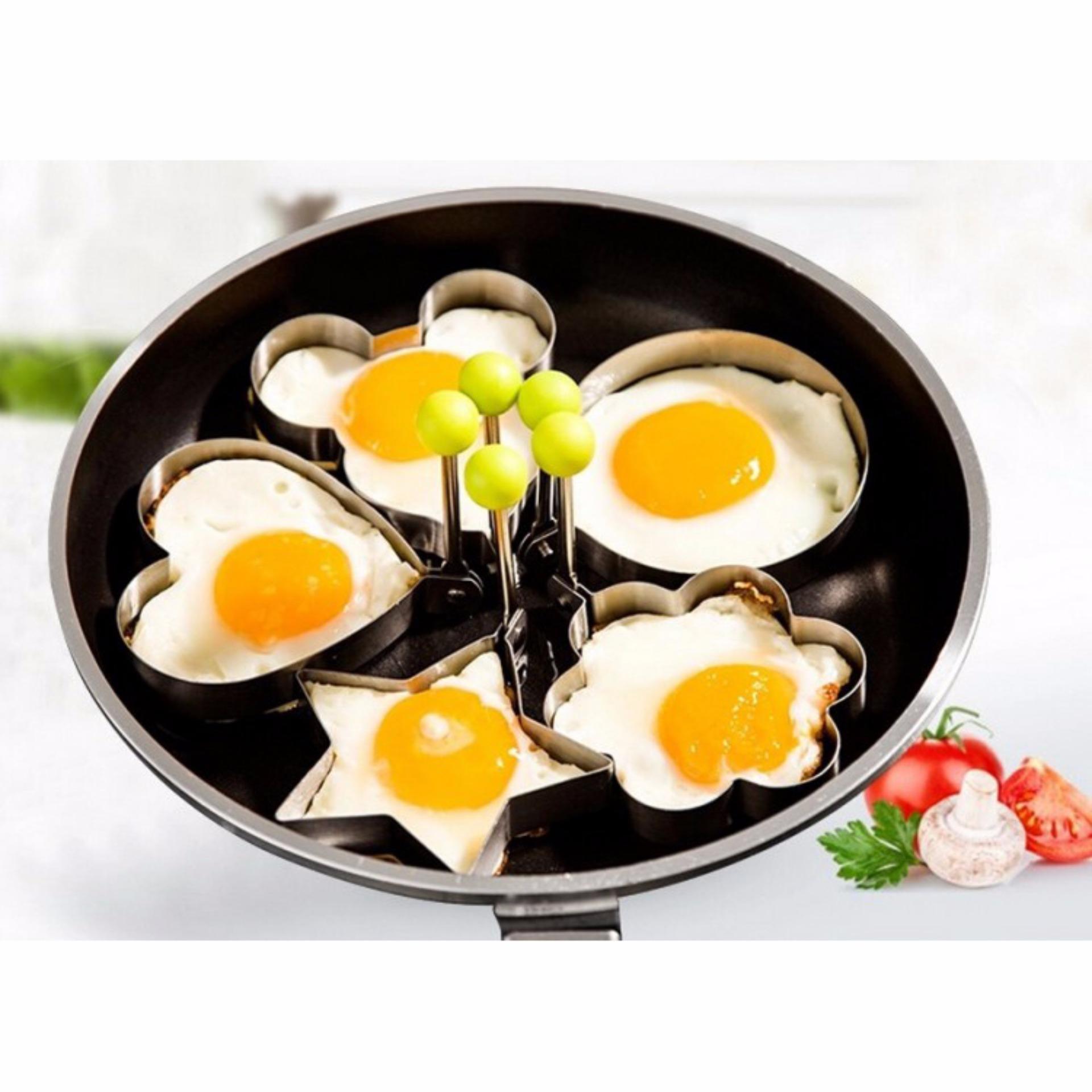 Bộ 5 khuôn inox làm bánh tạo hình ngộ nghĩnh khác nhau, có cán cầm chống nóng ( hình thực tế )