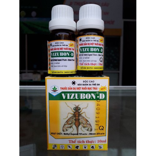 Sản phẩm VIZUBON-D chất dẫn dụ và d.iệt ruồi vàng đục trái trên các loại cây ăn quả