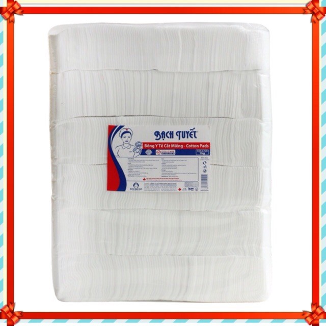 Bông y tế cắt miếng 1kg - bao bì và màng bông mới - vệ sinh baby - bông 7x7cm /01kg