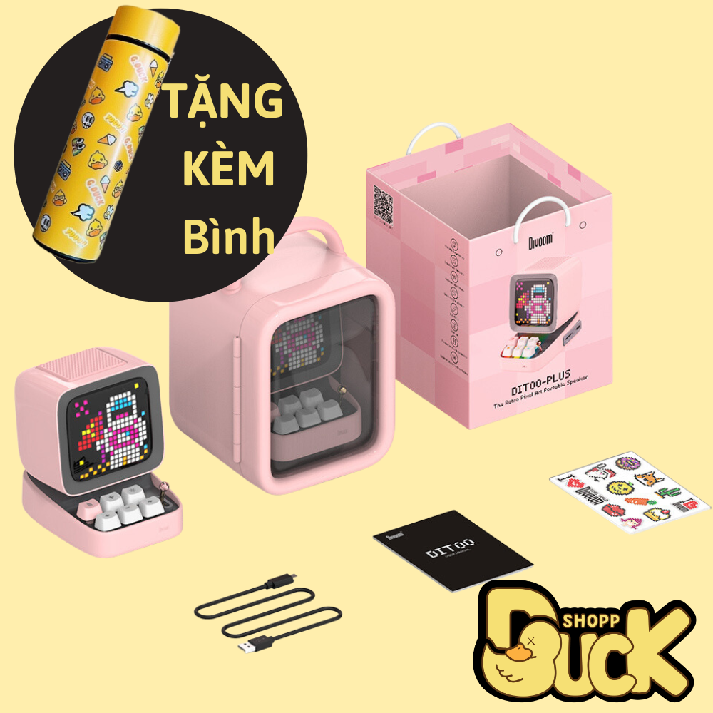 Loa thông minh Divoom Ditoo Plus 10W+ - Hình dáng máy tính cổ, màn hình LED 256 Full RGB, tích hợp APP DIVOOM