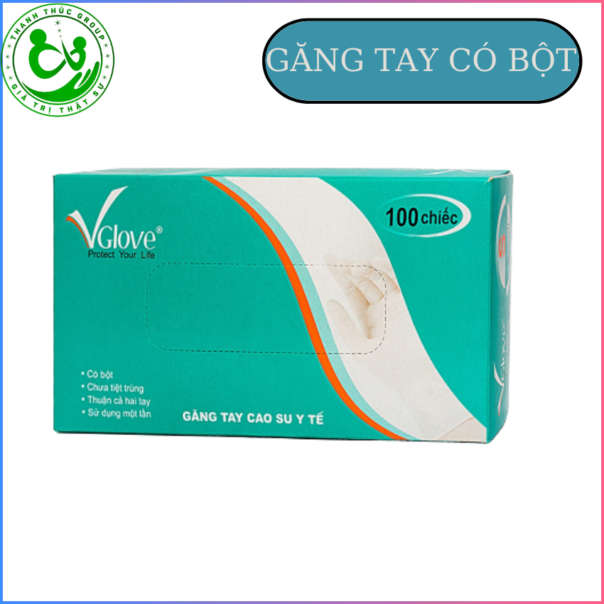 Găng Tay Cao Su Y Tế Vglove Có Bột Đủ Size XS,S,M,L, YtethammyTTG, GTCB, Dễ Đeo, An Toàn, Không Dị Ứng, Dẻo , Dai