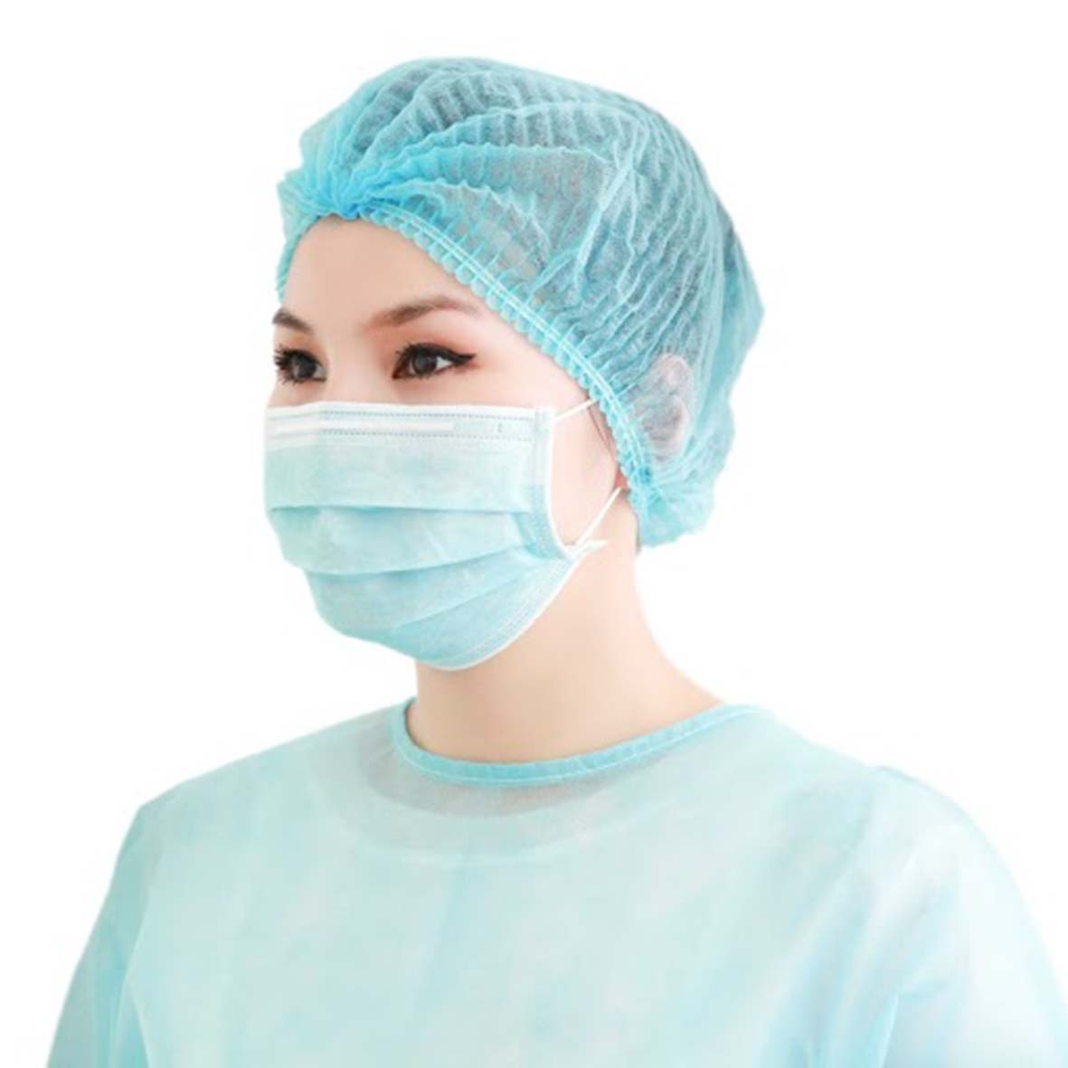 Combo 100 - Bọc tóc con sâu phòng sạch chống tĩnh điện, mũ chùm vải không dệt