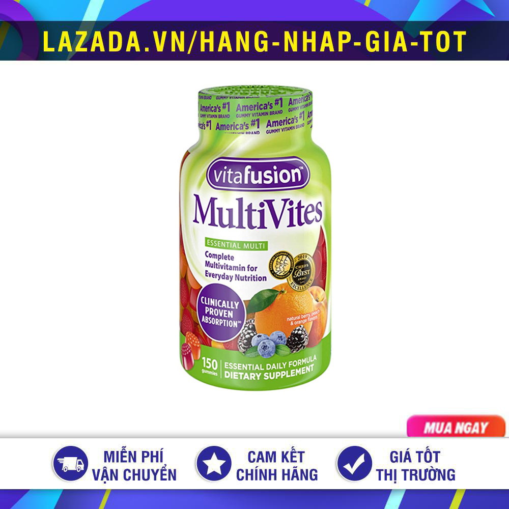 KẸO DẺO BỔ SUNG VITAMIN VITAFUSION MULTIVITES GUMMIES MỸ 150 VIÊN - Date 9.2021