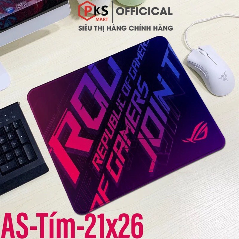 Lót Chuột, Pad Chuột Gaming Cỡ Lớn, Nhỏ ASUS-ROG 80x30x2mm 210x260x2mm Bo Viền Chắc Chắn Đế Cao Su - PKSMART