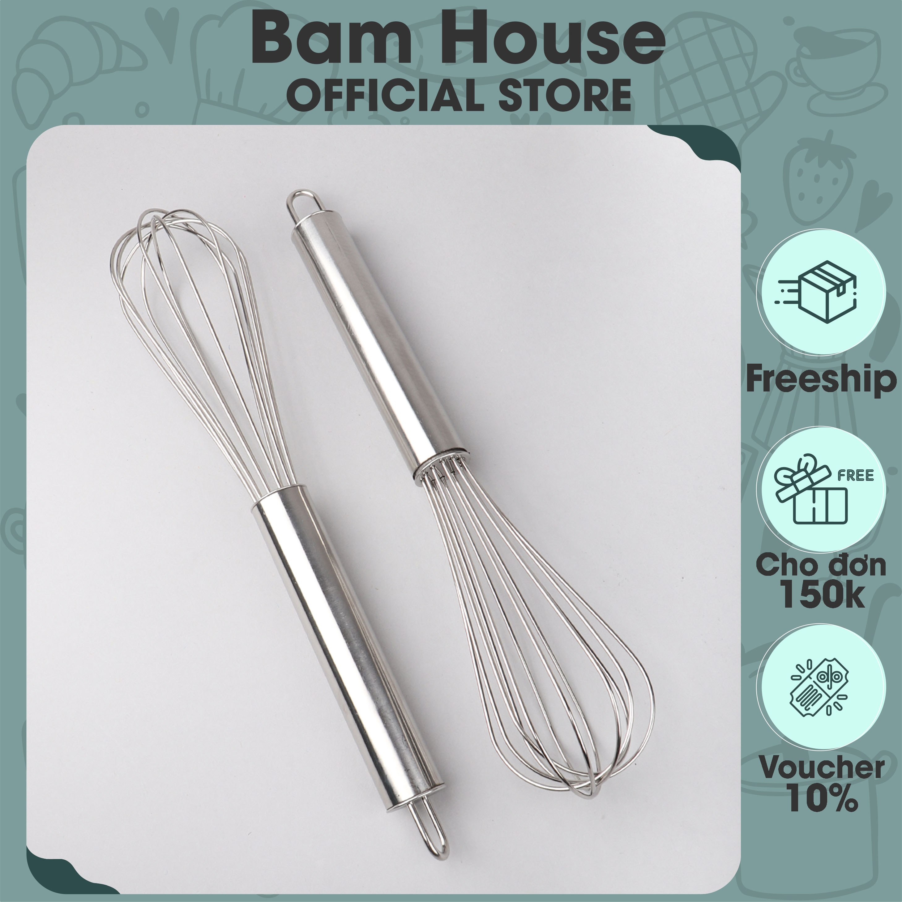 Dụng cụ đánh trứng và tán bột inox Bam House cao cấp CDT01 – Bam House