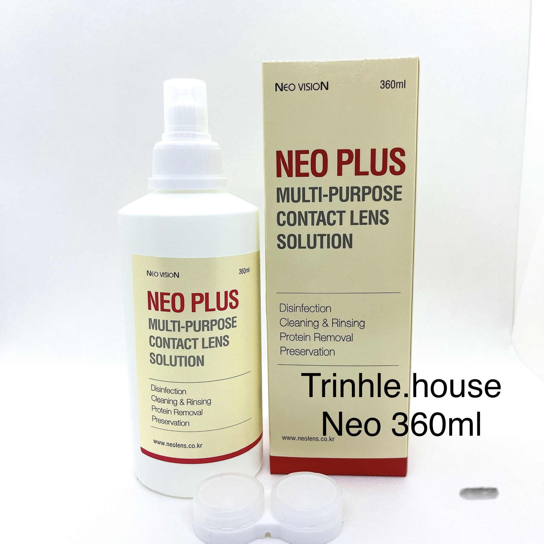 [HCM]Nước ngâm lens Neo Plus 360ml dung dịch ngâm rửa bảo quản kính áp tròng neo plus date 2025 - Tặng khay