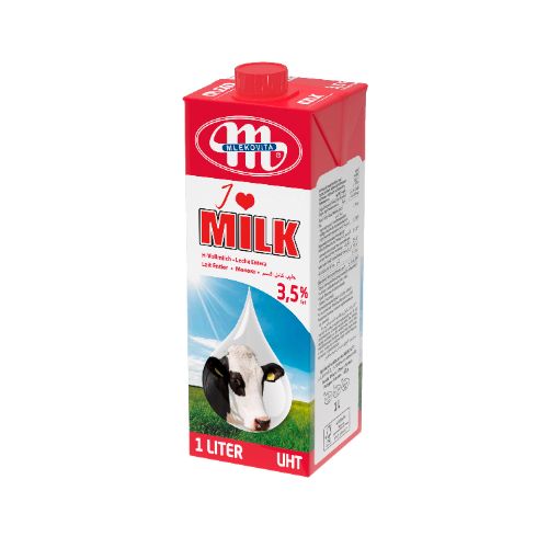 Thùng 12 hộp_Sữa tươi nguyên kem Full Cream Mlekovita I Love Milk Ba Lan 1L
