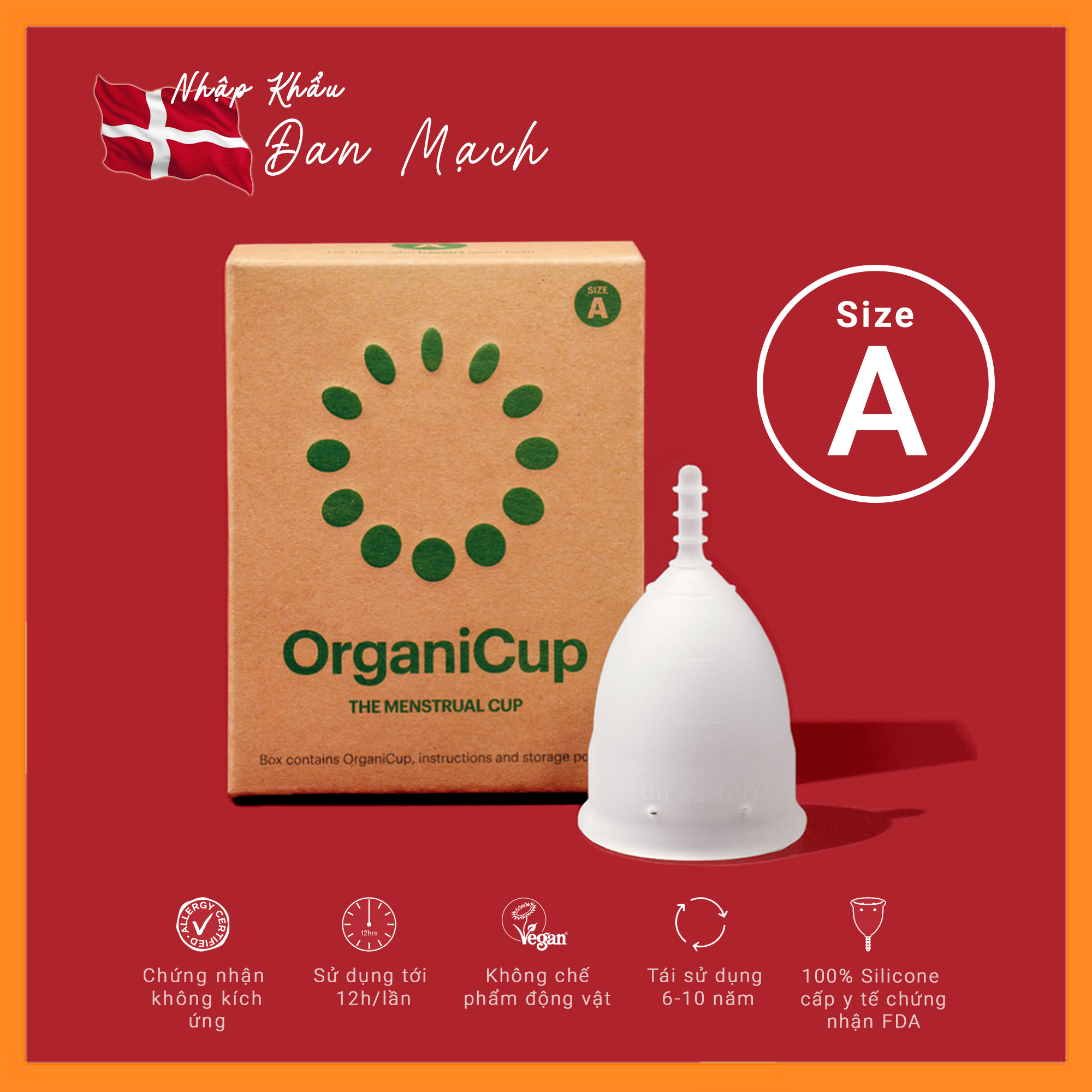 Cốc nguyệt san OrganiCup [Size A] - Nhập khẩu Đan Mạch