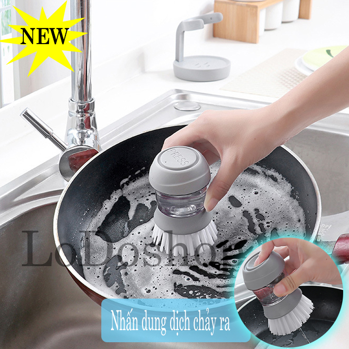 Cọ rửa chén dĩa có ống đựng nước rửa chén - Bàn chải chà rửa xoong nồi đa năng - Bộ dụng cụ rửa chén - Chà rửa nhà vệ sinh - Nhà tắm - Chà rửa nhà bếp