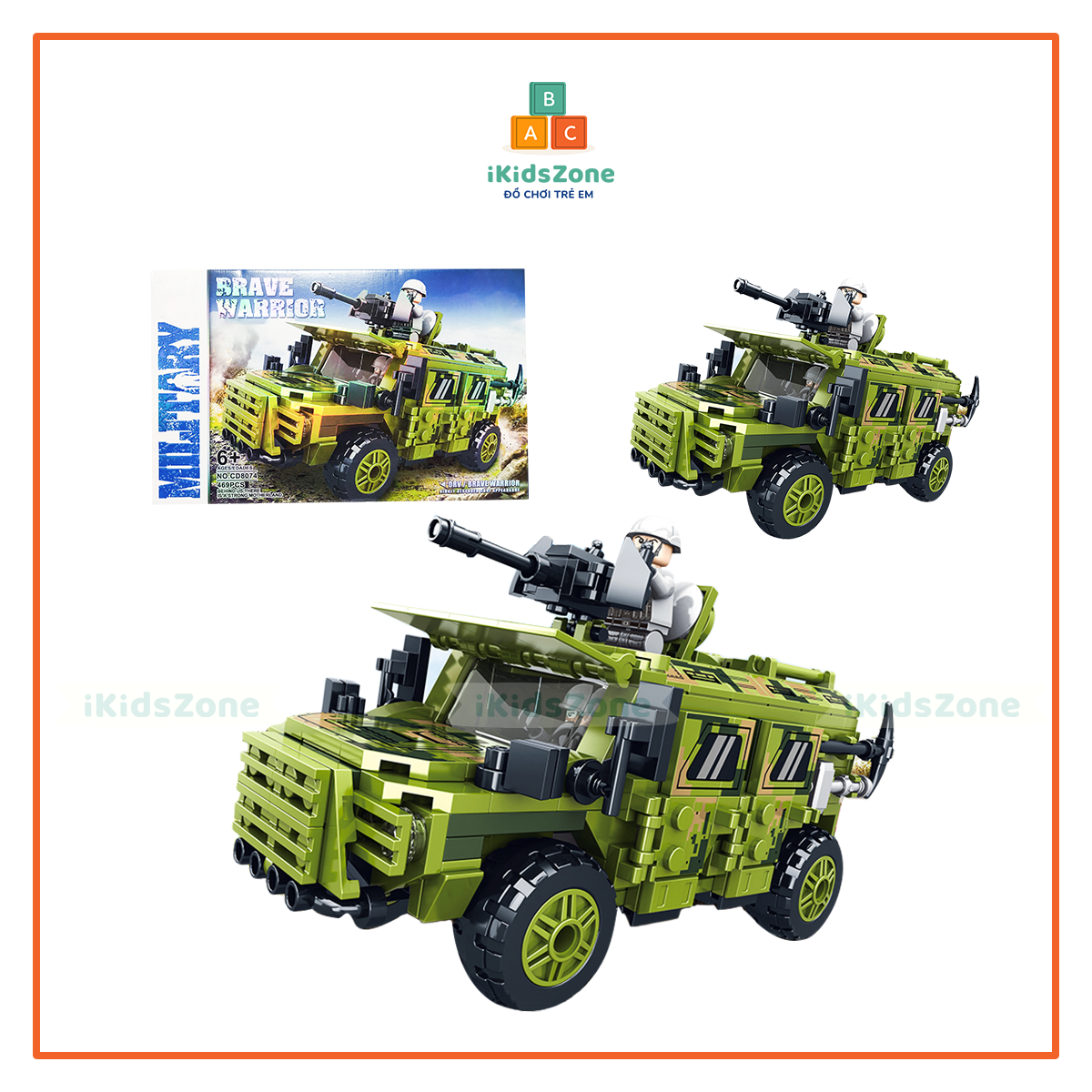 Mô hình lắp ráp xe tăng quân đội cỡ lớn, đồ chơi lắp ráp xếp hình xe tăng 469 chi tiết có sách hướng dẫn