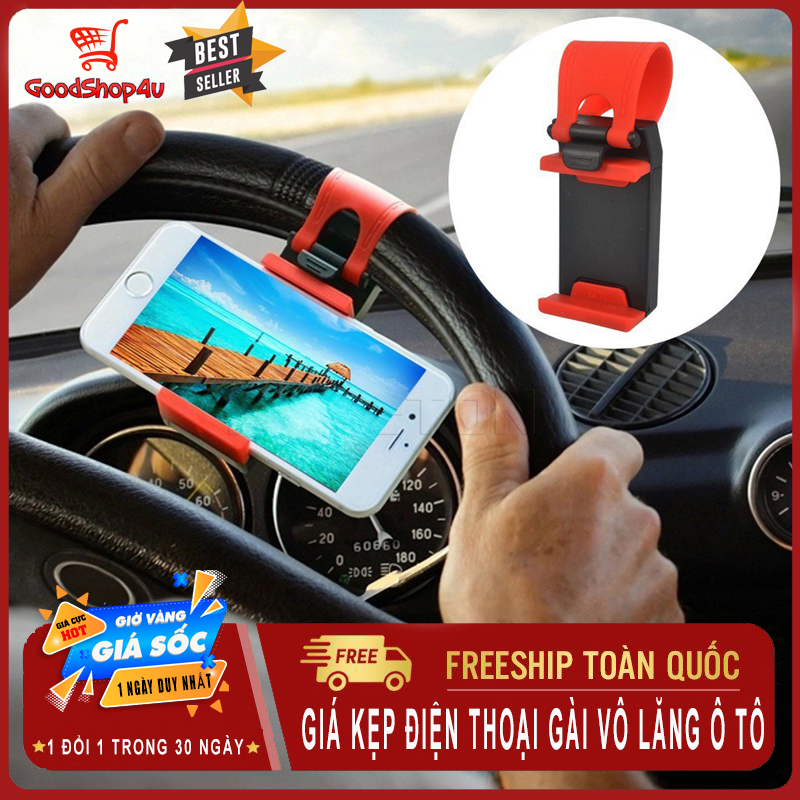 Giá kẹp điện thoại gắn vô lăng ô tô, xe hơi thông minh thiết kế nhỏ gọn tiện lợi-Goodshop4u