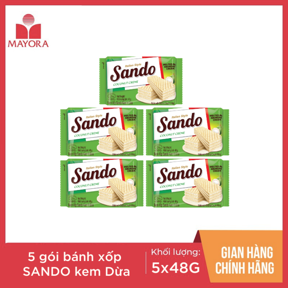 Combo 5 gói bánh xốp sando kem vị dừa
