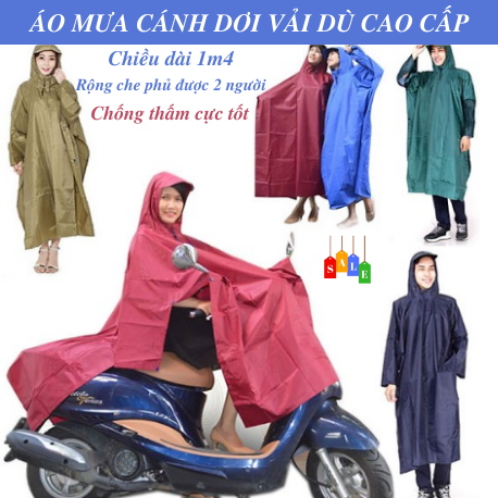 [LOẠI LỚN - CHỐNG THẤM] ÁO MƯA CÁNH DƠI VẢI DÙ 1M4 KHÔNG THẤM NƯỚC HÀNG CAO CẤP - ÁO MƯA CÁNH DƠI LOẠI LỚN SIÊU TO CHE RỘNG RÃI ĐỦ 2 NGƯỜI - ÁO MƯA CÁNH DƠI VẢI DÙ 1 ĐẦU