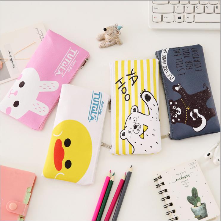 Túi đựng bút vải canvas in hình dễ thương, bền đẹp mã TB10 - giao mẫu ngẫu nhiên