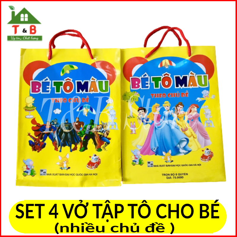 Vở tập tô màu set 4 quyển cho bé - vở tập tô theo chủ đề đa dạng cho trẻ