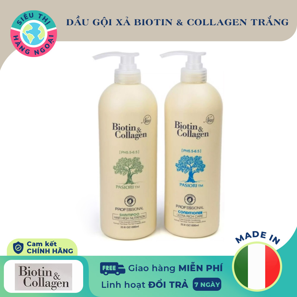 [HCM] Cặp dầu Gội và Xả Biotin Collagen Trắng [Giảm Rụng Tóc, Phục Hồi Tóc Khô Xơ, Hàng Chính Hãng] (được bán bởi Siêu Thị Hàng Ngoại)