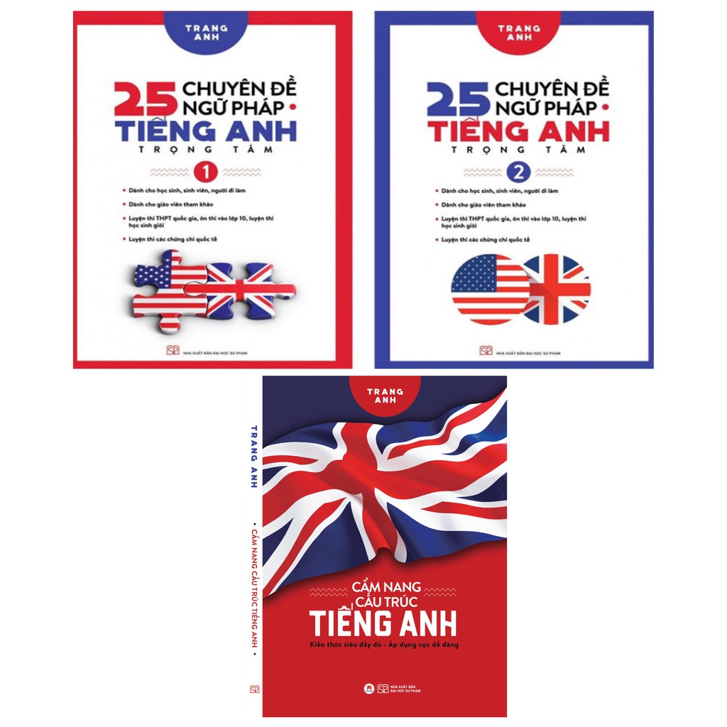 Sách - Combo 3 Cuốn 25 Chuyên Đề Ngữ Pháp Tiếng Anh Trọng Tâm ( Tập 1+2 ) + Cẩm Nang
